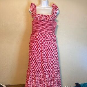 Vineyard Vines Red and White Smocked Sundress